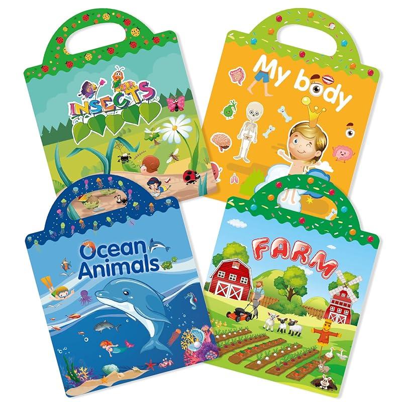 GUYUCOM Paquete de 4 libros de pegatinas reutilizables